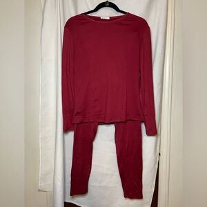 NWT Ekouaer 2PC Red Pajamas Crew Neck Pullover Top and Pants Bottom Set Size M